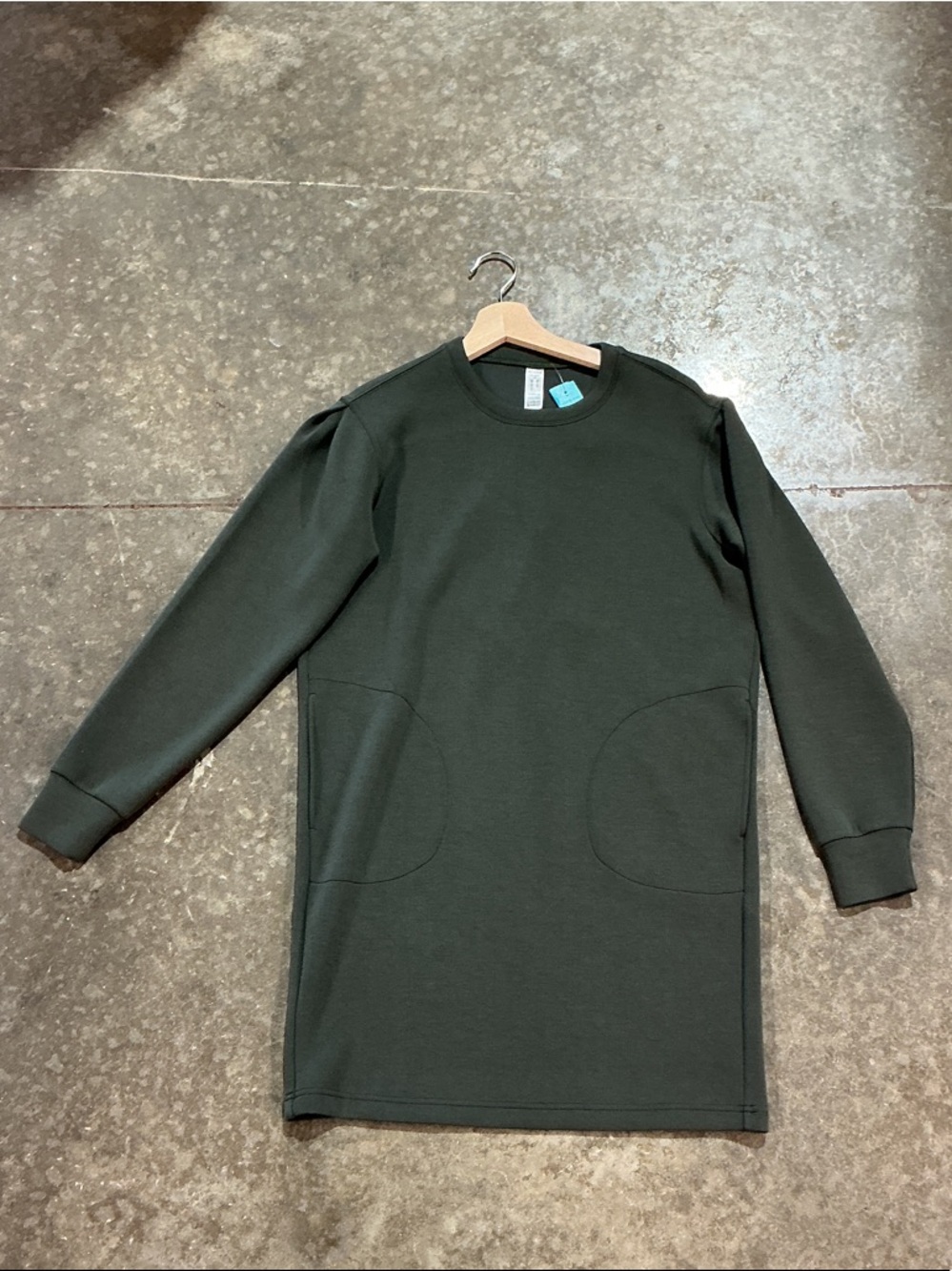 SPANX AirEssentials Olive Sweatshirt Dress XS Soft Lounge Pocket